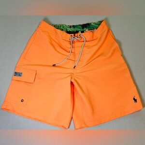 Polo Ralph Lauren Beach Swim Board Surf Shorts/Trunks Bright Orange Size M